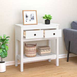 vidaXL Console Table White 75x35x75 cm Solid Wood Pine