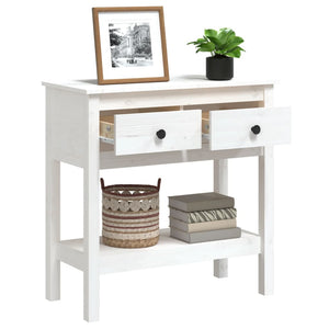 vidaXL Console Table White 75x35x75 cm Solid Wood Pine