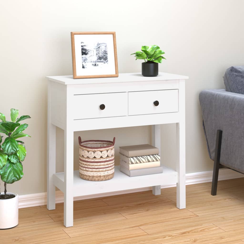 vidaXL Console Table White 75x35x75 cm Solid Wood Pine