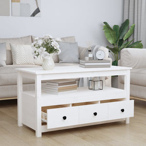 vidaXL Coffee Table White 102x49x55 cm Solid Wood Pine