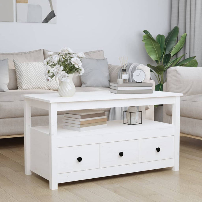 vidaXL Coffee Table White 102x49x55 cm Solid Wood Pine