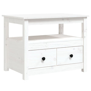 vidaXL Coffee Table White 71x49x55 cm Solid Wood Pine