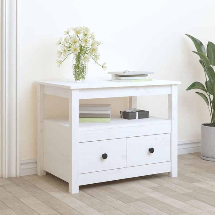 vidaXL Coffee Table White 71x49x55 cm Solid Wood Pine