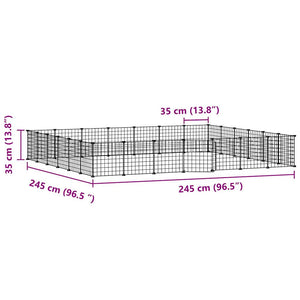 vidaXL 28-Panel Pet Cage with Door Black 35x35 cm Steel