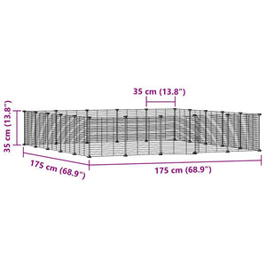 vidaXL 20-Panel Pet Cage with Door Black 35x35 cm Steel