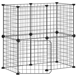 vidaXL 12-Panel Pet Cage with Door Black 35x35 cm Steel