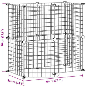 vidaXL 12-Panel Pet Cage with Door Black 35x35 cm Steel