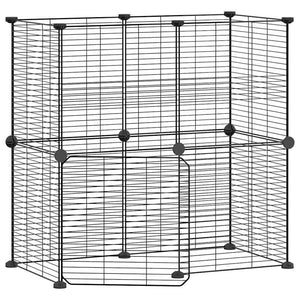 vidaXL 12-Panel Pet Cage with Door Black 35x35 cm Steel