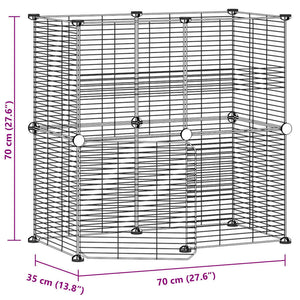 vidaXL 12-Panel Pet Cage with Door Black 35x35 cm Steel