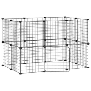 vidaXL 20-Panel Pet Cage with Door Black 35x35 cm Steel