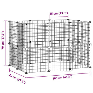 vidaXL 20-Panel Pet Cage with Door Black 35x35 cm Steel