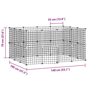 vidaXL 28-Panel Pet Cage with Door Black 35x35 cm Steel