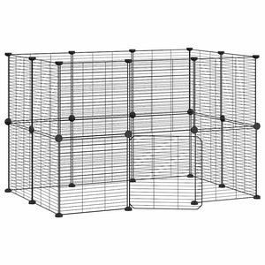 vidaXL 20-Panel Pet Cage with Door Black 35x35 cm Steel