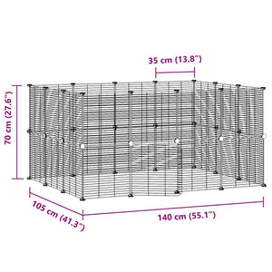 vidaXL 28-Panel Pet Cage with Door Black 35x35 cm Steel