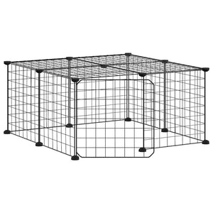 vidaXL 12-Panel Pet Cage with Door Black 35x35 cm Steel