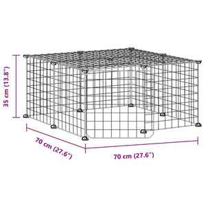 vidaXL 12-Panel Pet Cage with Door Black 35x35 cm Steel