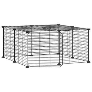 vidaXL 12-Panel Pet Cage with Door Black 35x35 cm Steel