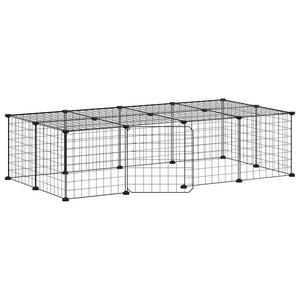 vidaXL 20-Panel Pet Cage with Door Black 35x35 cm Steel