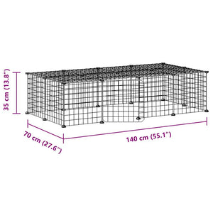 vidaXL 20-Panel Pet Cage with Door Black 35x35 cm Steel