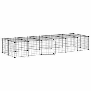 vidaXL 28-Panel Pet Cage with Door Black 35x35 cm Steel