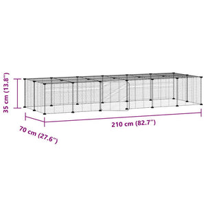 vidaXL 28-Panel Pet Cage with Door Black 35x35 cm Steel