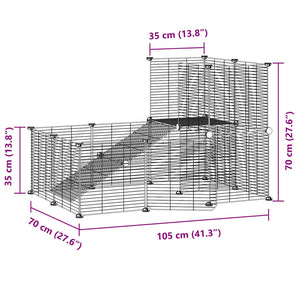 vidaXL 20-Panel Pet Cage with Door Black 35x35 cm Steel