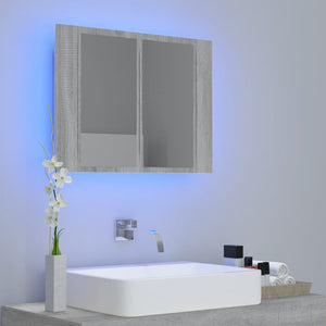 vidaXL LED Mirror Cabinet Grey Sonoma 60x12x45 cm Engineered Wood