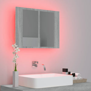 vidaXL LED Mirror Cabinet Grey Sonoma 60x12x45 cm Engineered Wood