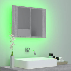 vidaXL LED Mirror Cabinet Grey Sonoma 60x12x45 cm Engineered Wood