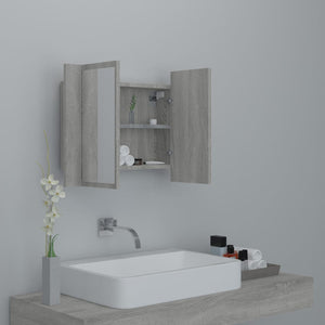 vidaXL LED Mirror Cabinet Grey Sonoma 60x12x45 cm Engineered Wood