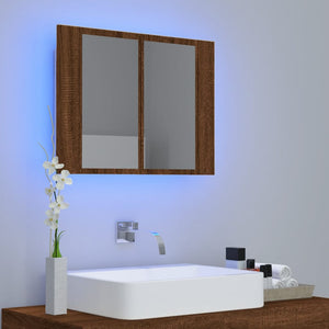 vidaXL LED Mirror Cabinet Brown Oak 60x12x45 cm Engineered Wood