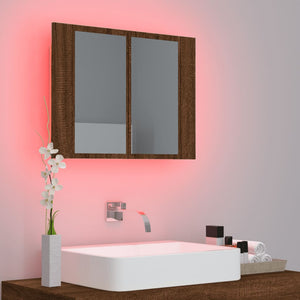 vidaXL LED Mirror Cabinet Brown Oak 60x12x45 cm Engineered Wood