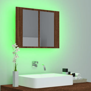 vidaXL LED Mirror Cabinet Brown Oak 60x12x45 cm Engineered Wood