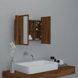 vidaXL LED Mirror Cabinet Brown Oak 60x12x45 cm Engineered Wood