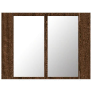 vidaXL LED Mirror Cabinet Brown Oak 60x12x45 cm Engineered Wood