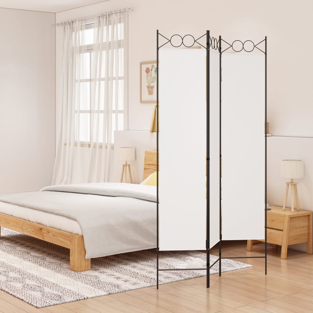 vidaXL 3-Panel Room Divider White 120x200 cm Fabric