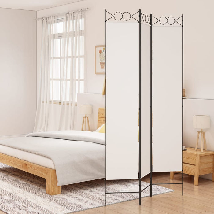 vidaXL 3-Panel Room Divider White 120x220 cm Fabric