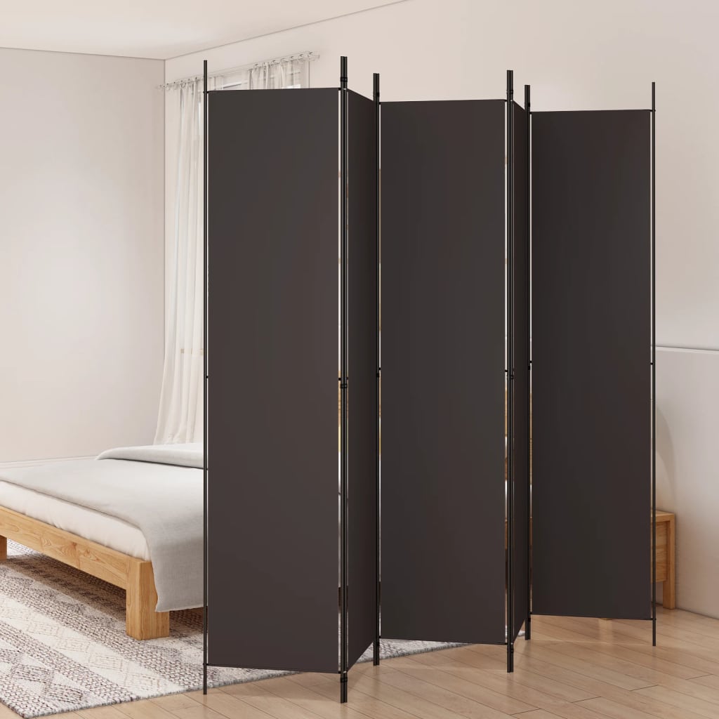 vidaXL 5-Panel Room Divider Brown 250x220 cm Fabric