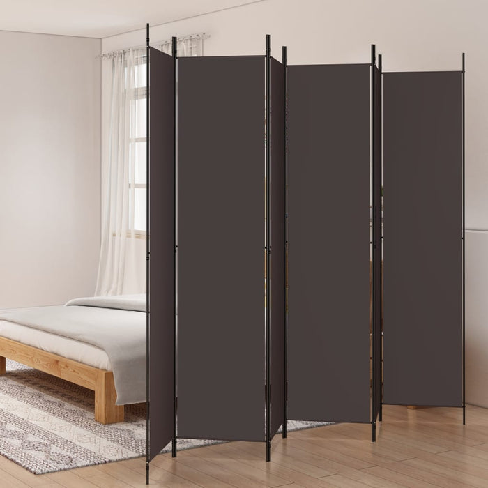 vidaXL 6-Panel Room Divider Brown 300x220 cm Fabric