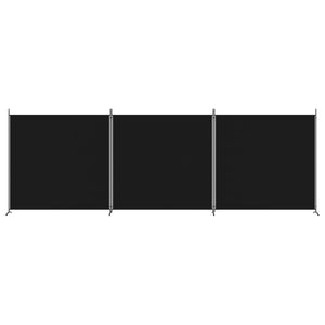 vidaXL 3-Panel Room Divider Black 525x180 cm Fabric