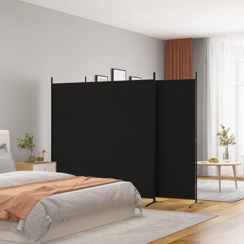 vidaXL 3-Panel Room Divider Black 525x180 cm Fabric