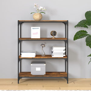 vidaXL Book Cabinet Smoked Oak 80x33x100 cm Engineered Wood and Steel