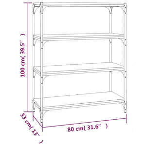 vidaXL Book Cabinet Smoked Oak 80x33x100 cm Engineered Wood and Steel