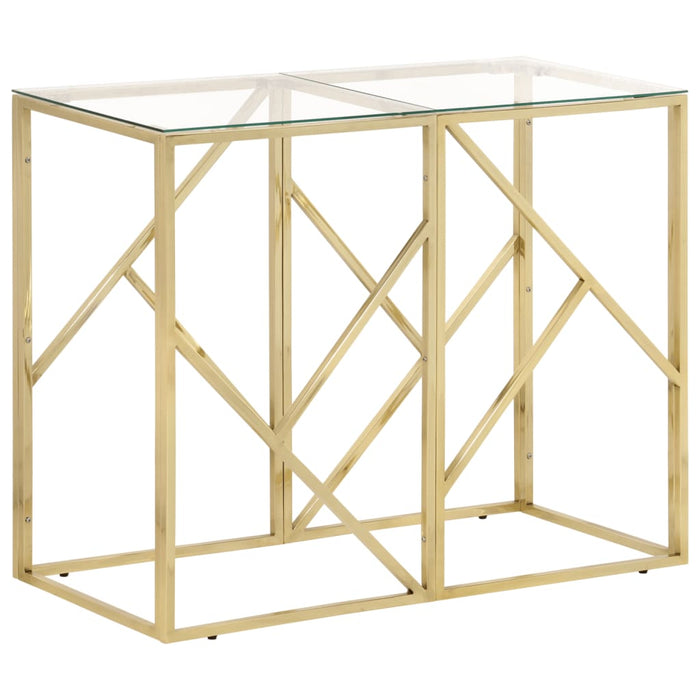 vidaXL Console Table Gold Stainless Steel and Tempered Glass