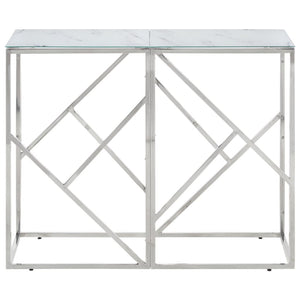 vidaXL Console Table Silver Stainless Steel and Tempered Glass