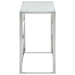 vidaXL Console Table Silver Stainless Steel and Tempered Glass