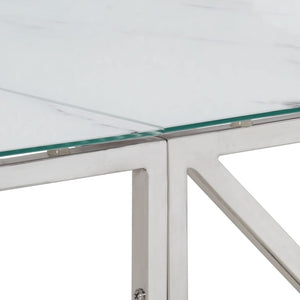 vidaXL Console Table Silver Stainless Steel and Tempered Glass