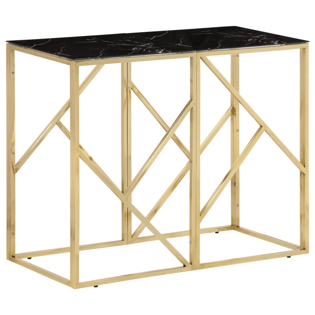 vidaXL Console Table Gold Stainless Steel and Tempered Glass