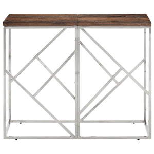 vidaXL Console Table Silver Stainless Steel and Solid Wood Sleeper