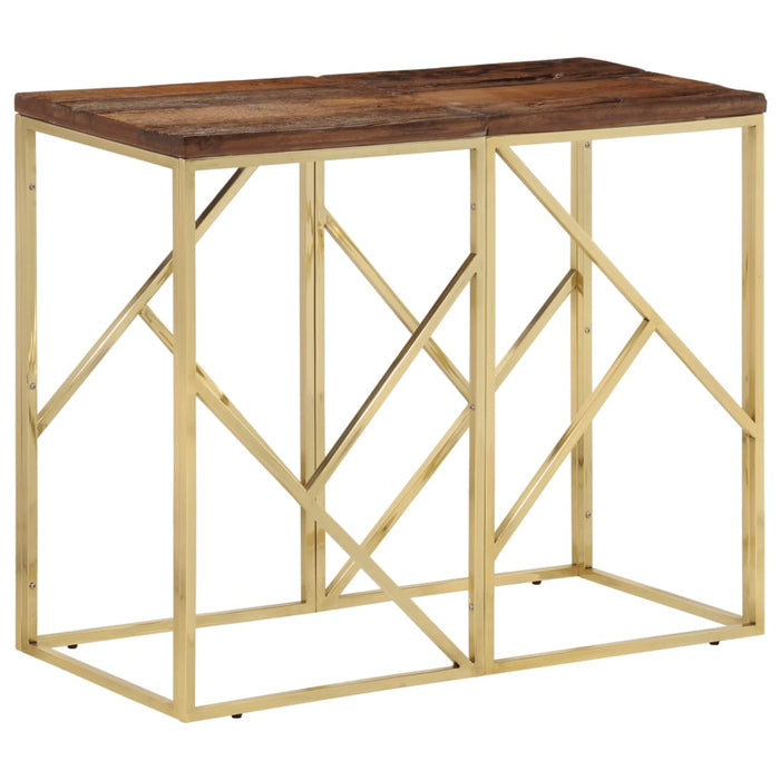 vidaXL Console Table Gold Stainless Steel and Solid Wood Sleeper